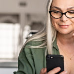 woman customer on smart phone