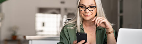 woman customer on smart phone