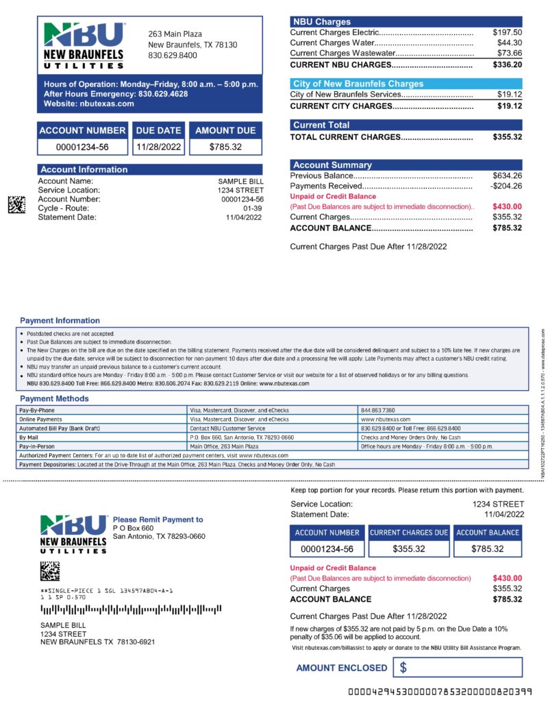 Understanding Your NBU Bill - New Braunfels Utilities Website
