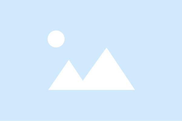 Simple illustration of two white mountain peaks and a sun on a light blue background.