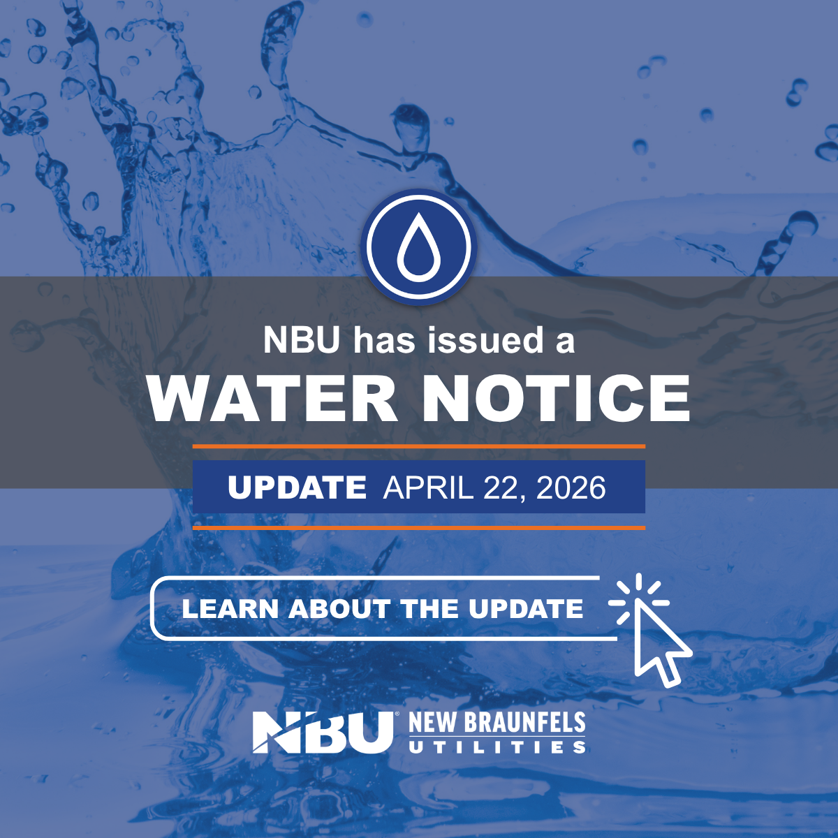 UPDATE to Water Notice. April 22, 2026. Click on the graphic for more info.