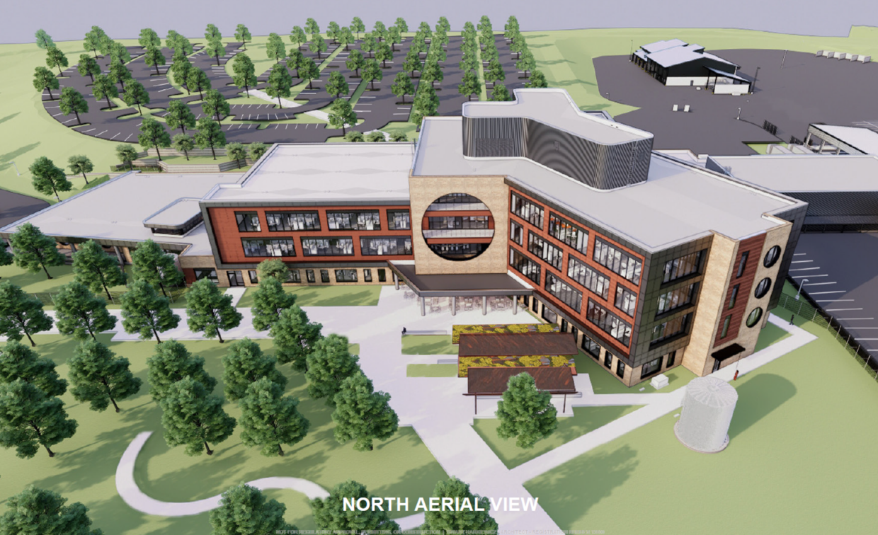 NBU Headquarters rendering of the view from the north aerial view