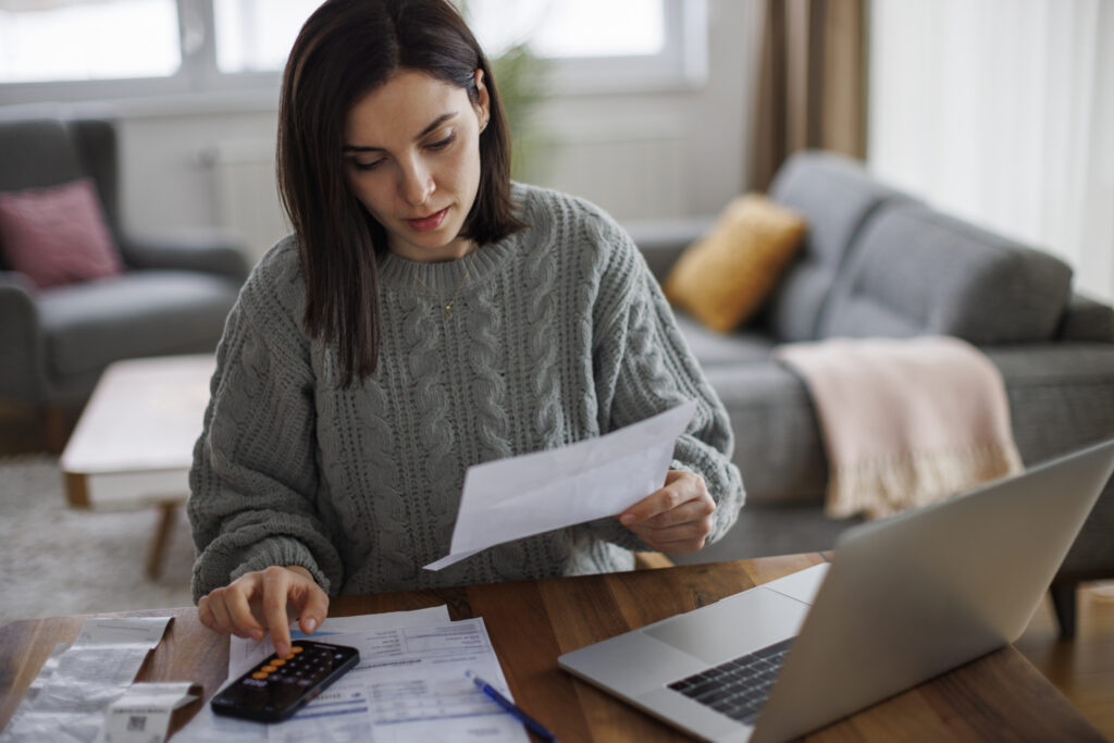Woman reviewing bill