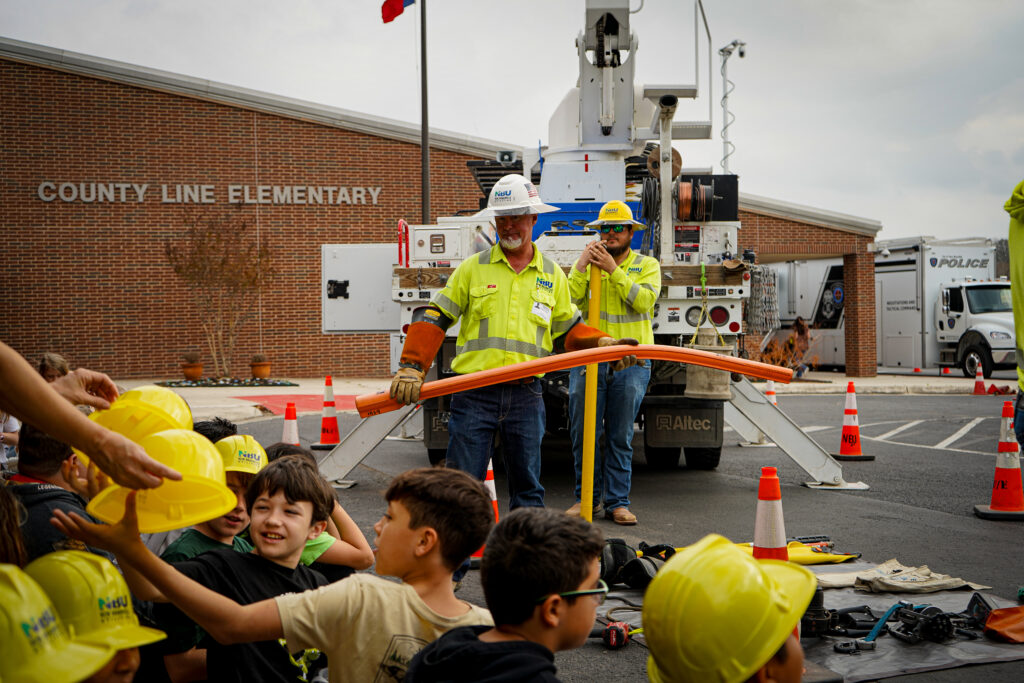 Bucket truck demonstration at County Line Elementary School