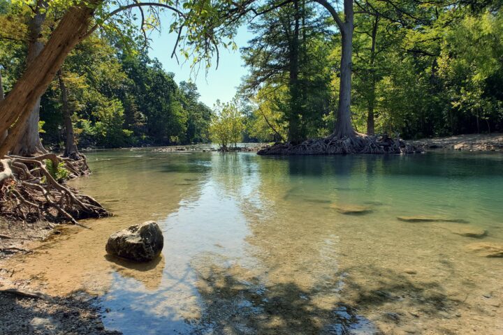 View of the water along the Guadalupe River