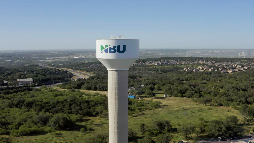 aerial view of an NBU water tower
