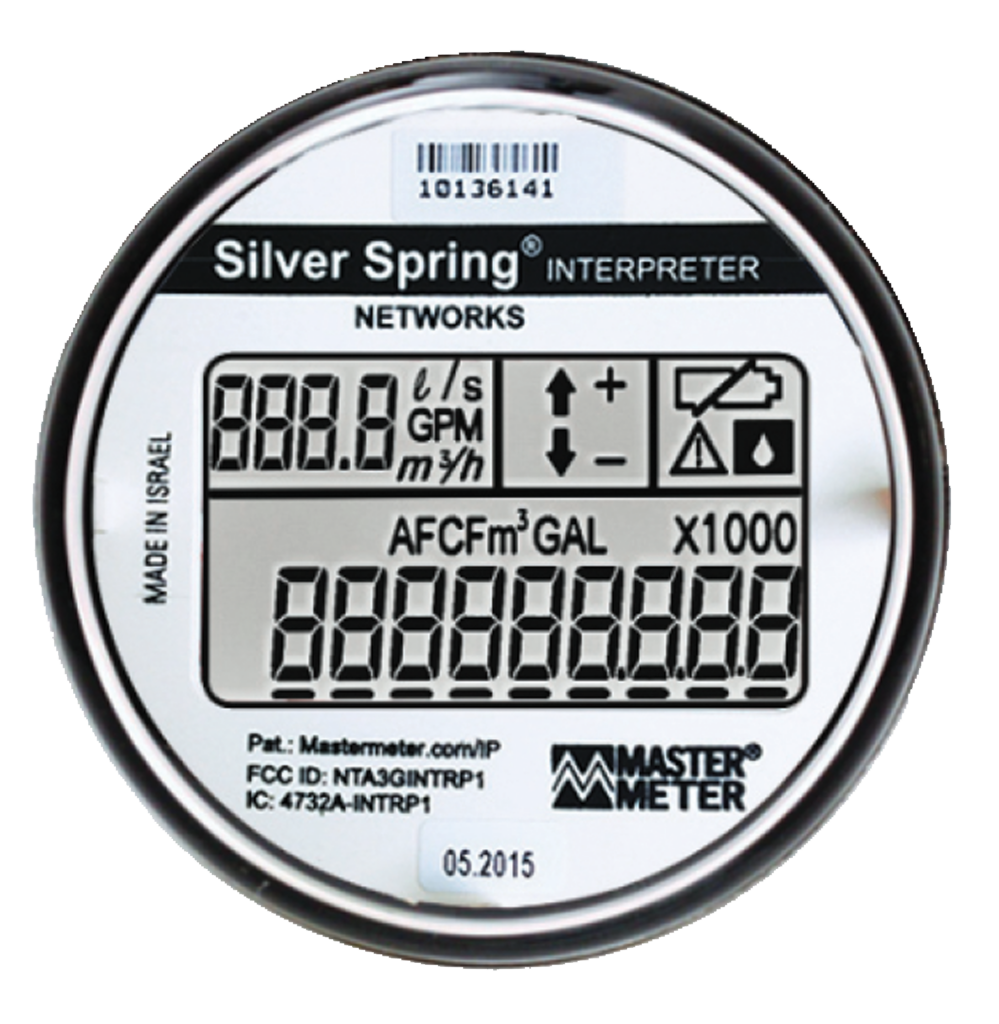 Front face of a water meter